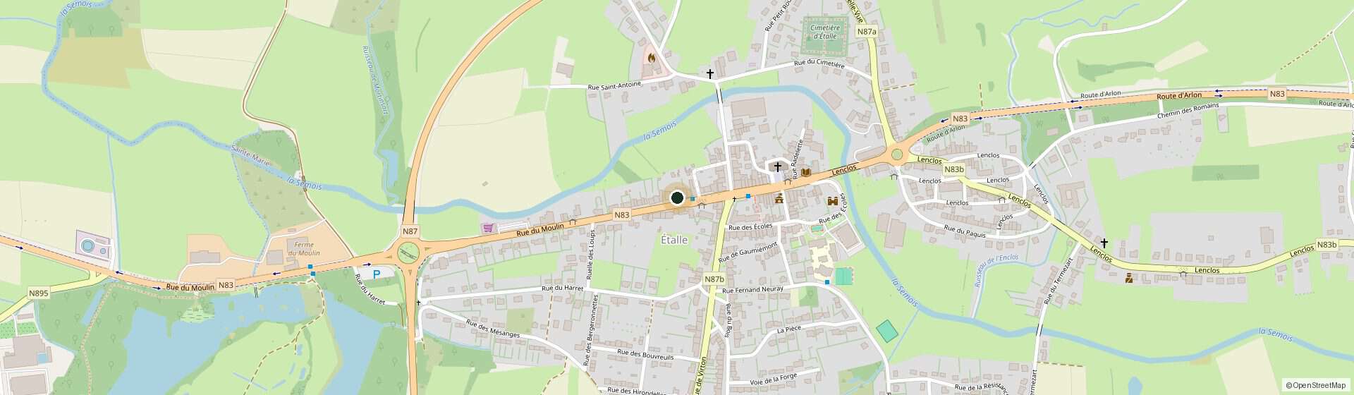 Plan OpenStreetMap : la boulangerie Campagne, rue du Moulin 50 à Étalle