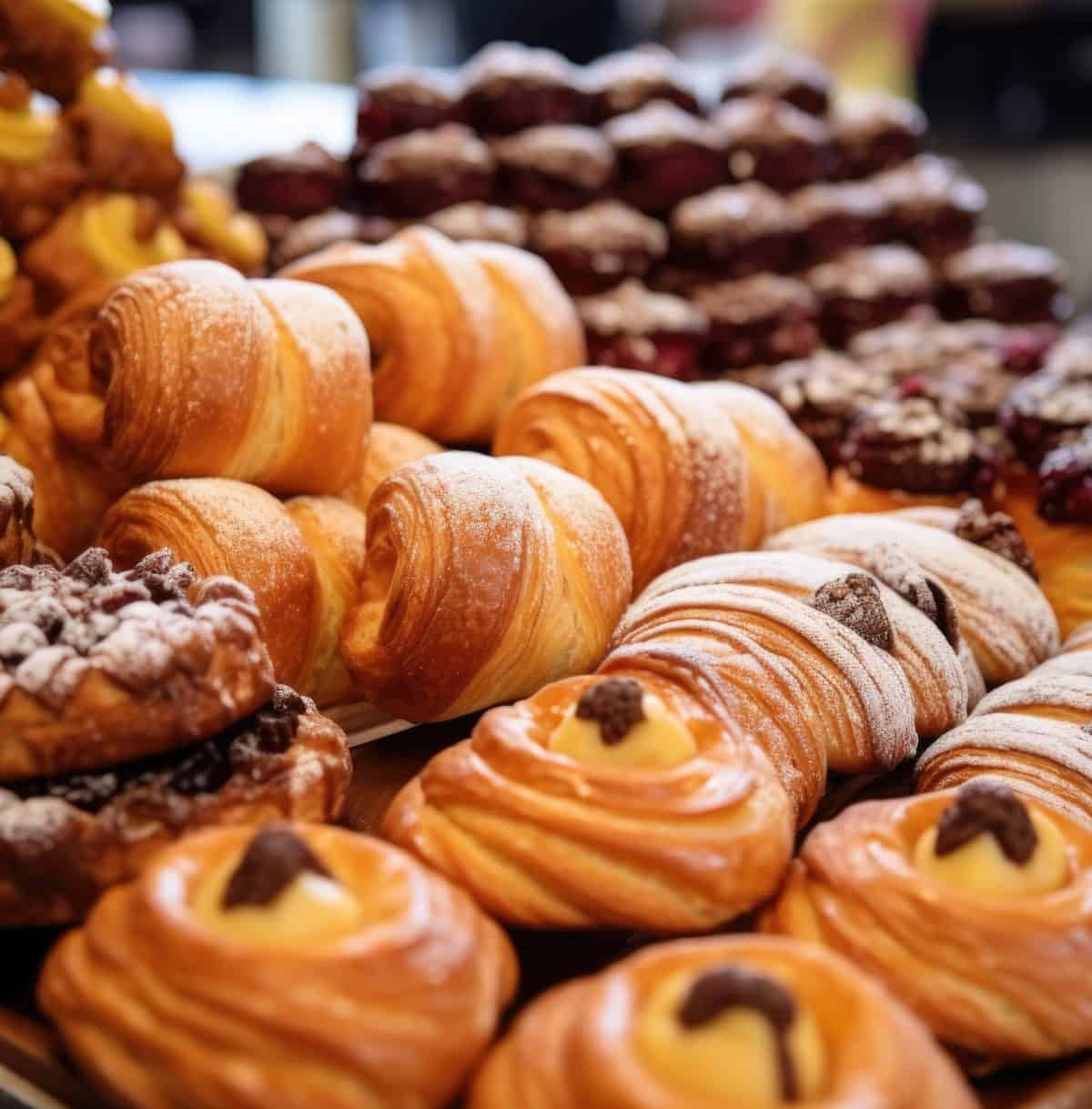 Viennoiseries en vitrine