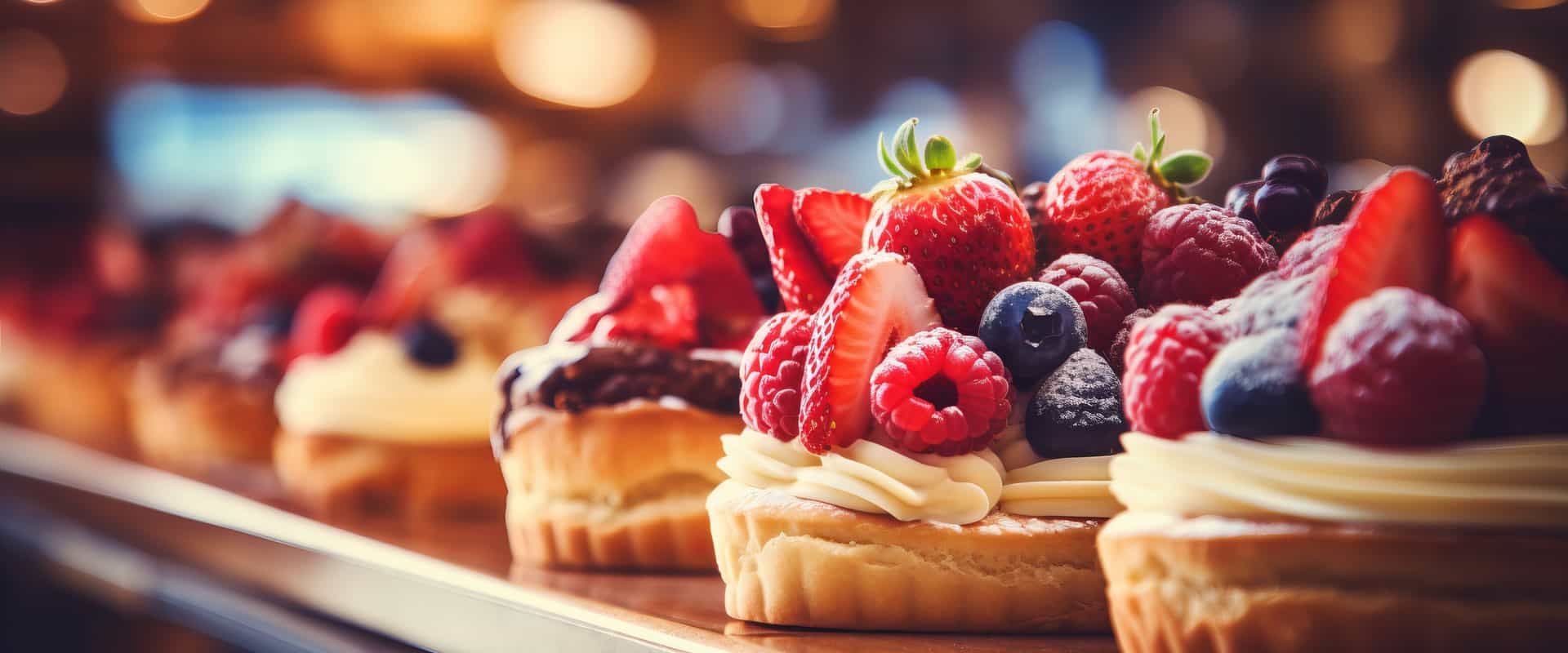 Tartelettes aux fruits rouges en vitrine